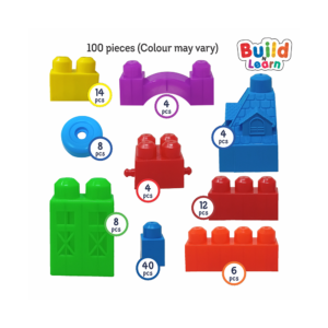 Construction Mega Blocks for Kids - (100 Pcs-Multicolor)